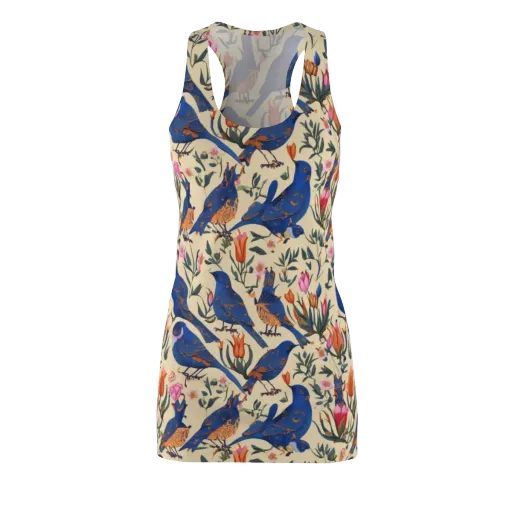Cobalt Songbirds on a Racerback Dress