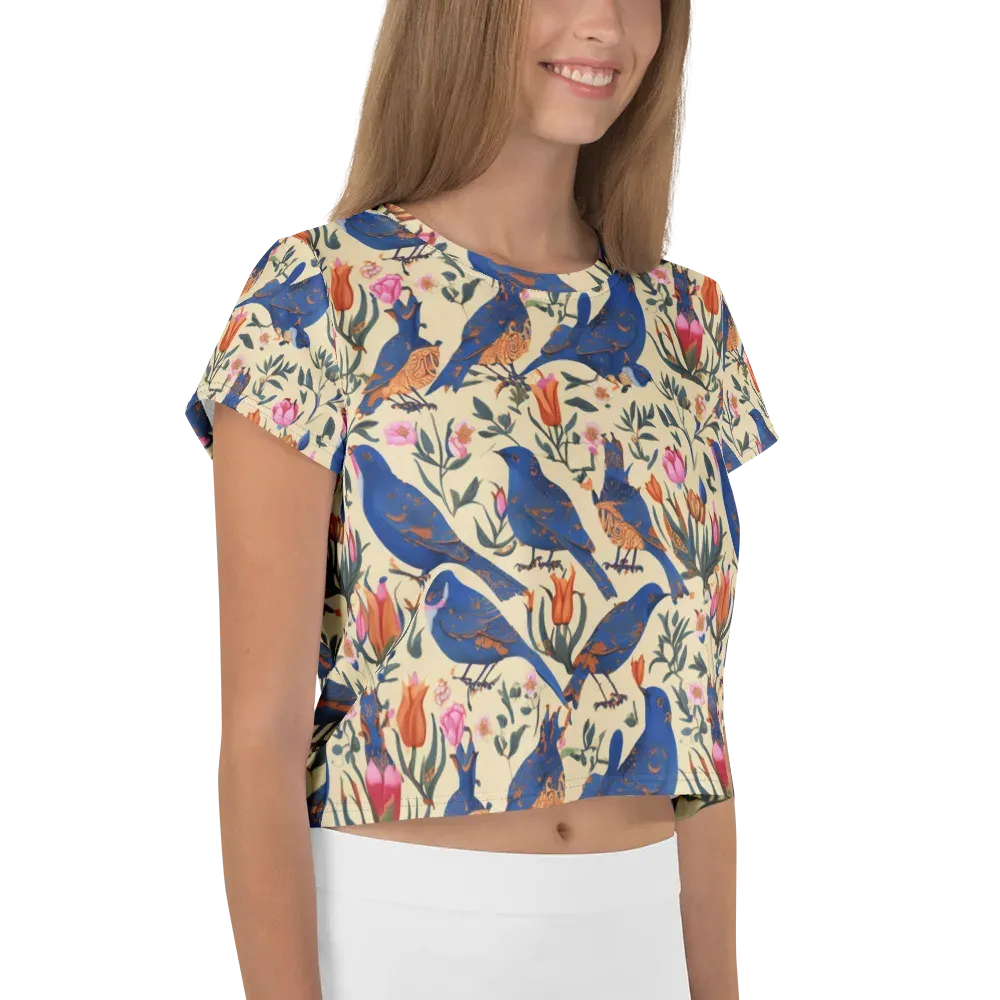 Cobalt Songbirds on Crop Tee — Right