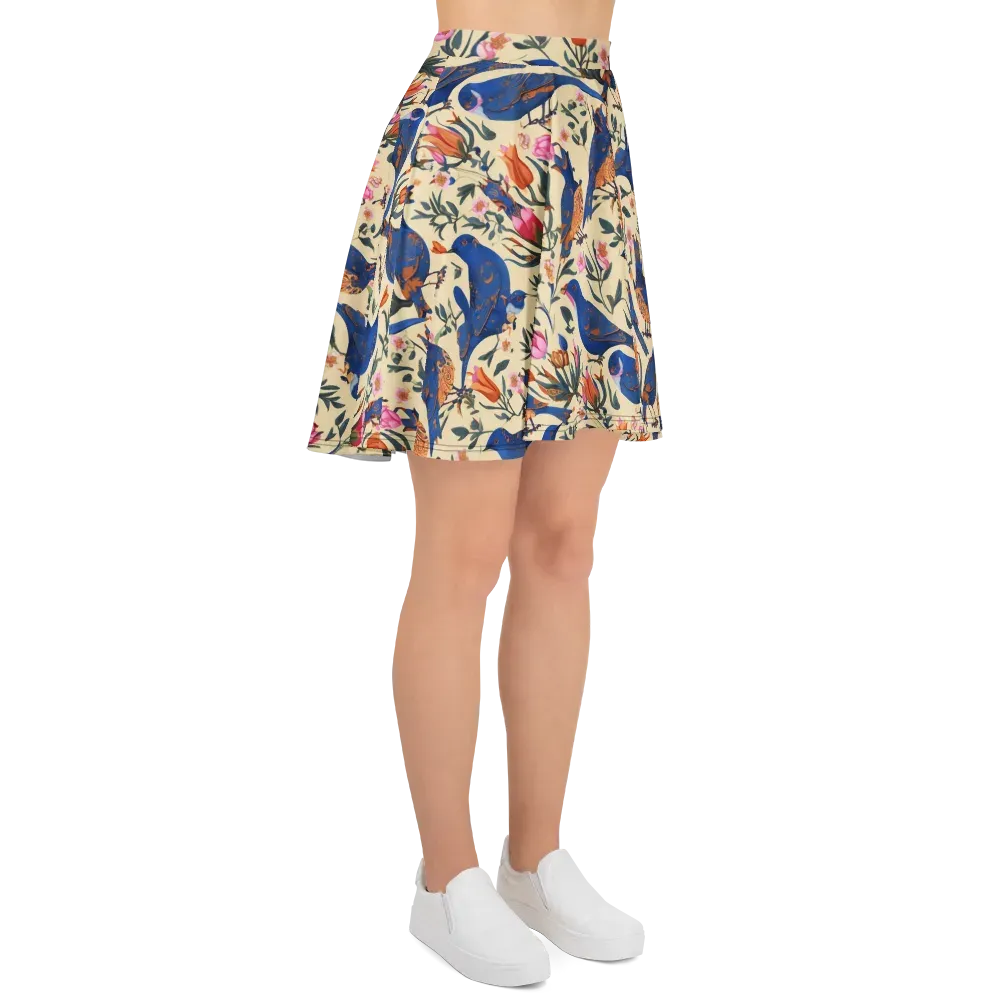 Cobalt Songbirds on Skater Skirt — Right