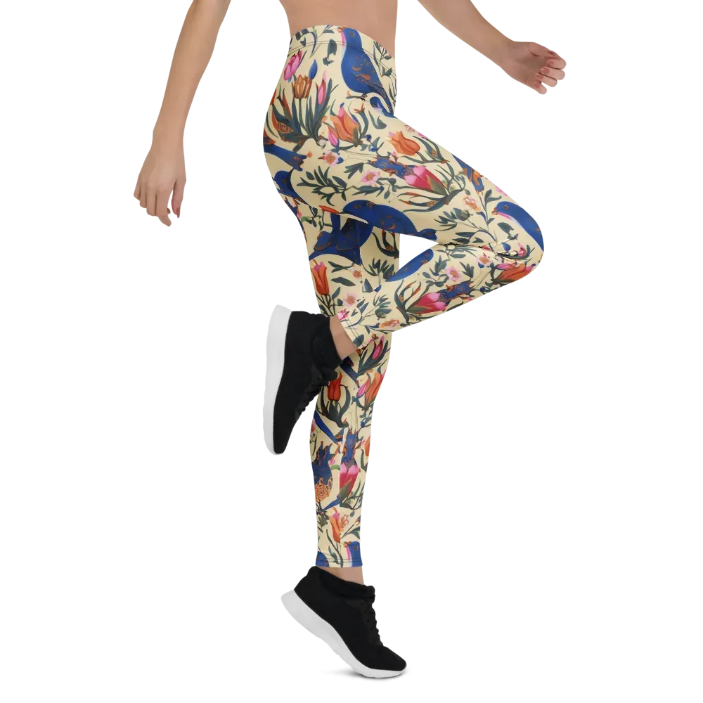 Cobalt Songbirds on Leggings — Right