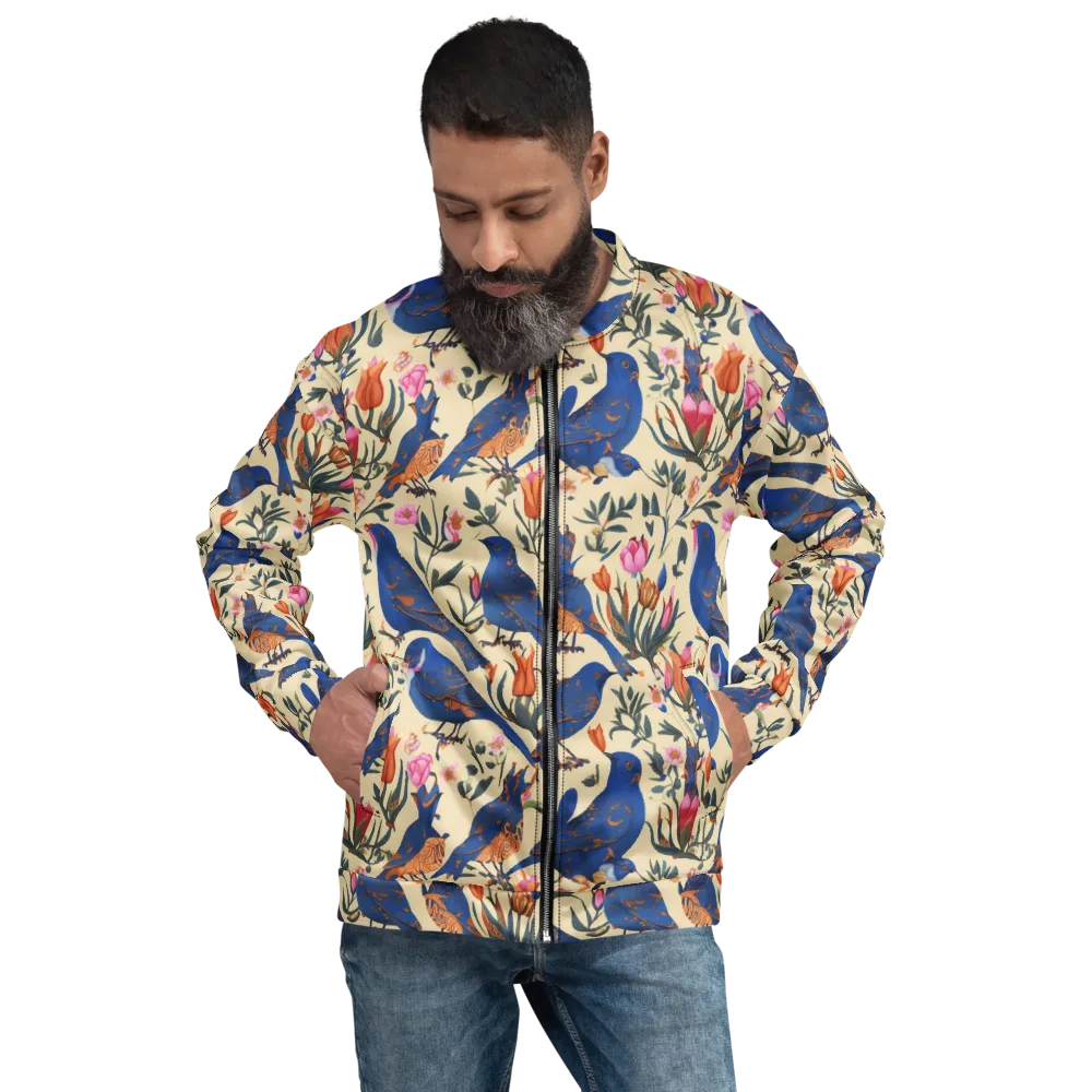 Cobalt Songbirds on Bomber Jacket — Front