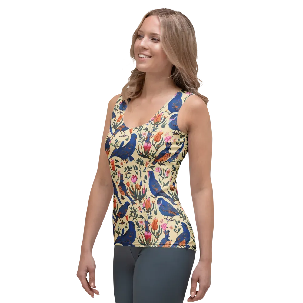 Cobalt Songbirds on Women's Tank Top — Left Front