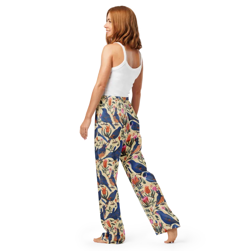 Cobalt Songbirds on Women's Pajama Pants — Back