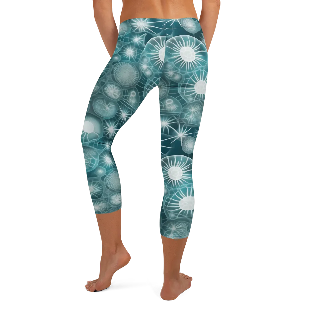 Aqua Lattice on Capri Leggings — Back