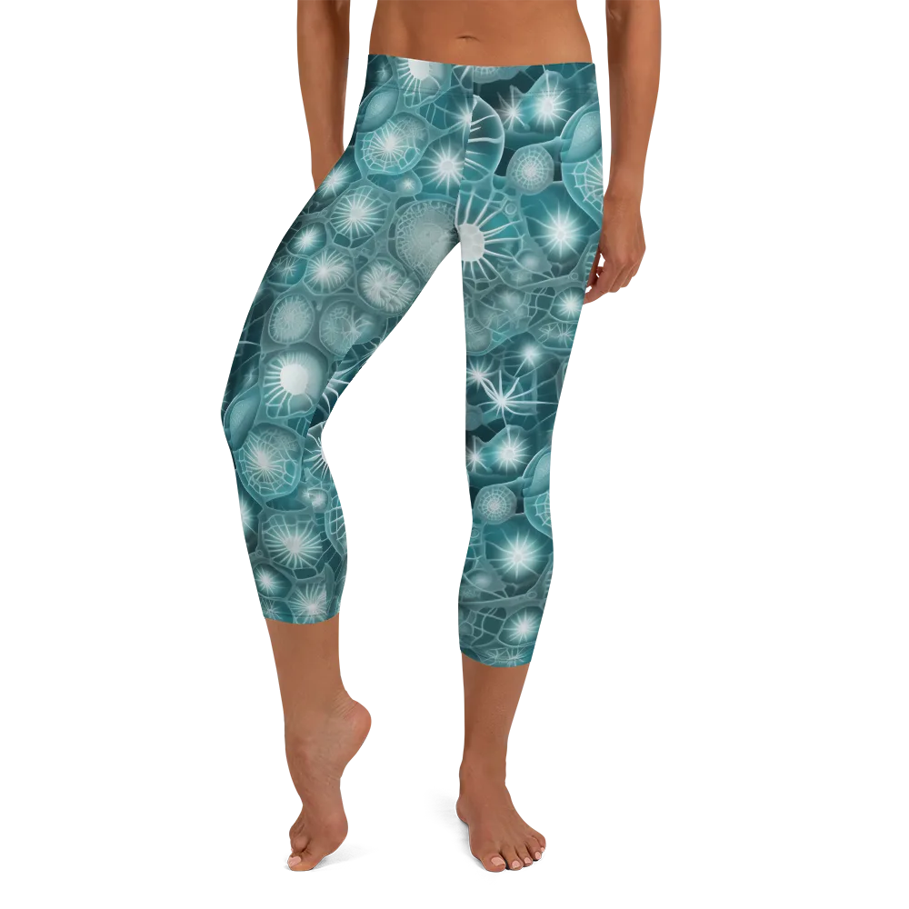 Aqua Lattice on Capri Leggings — Front