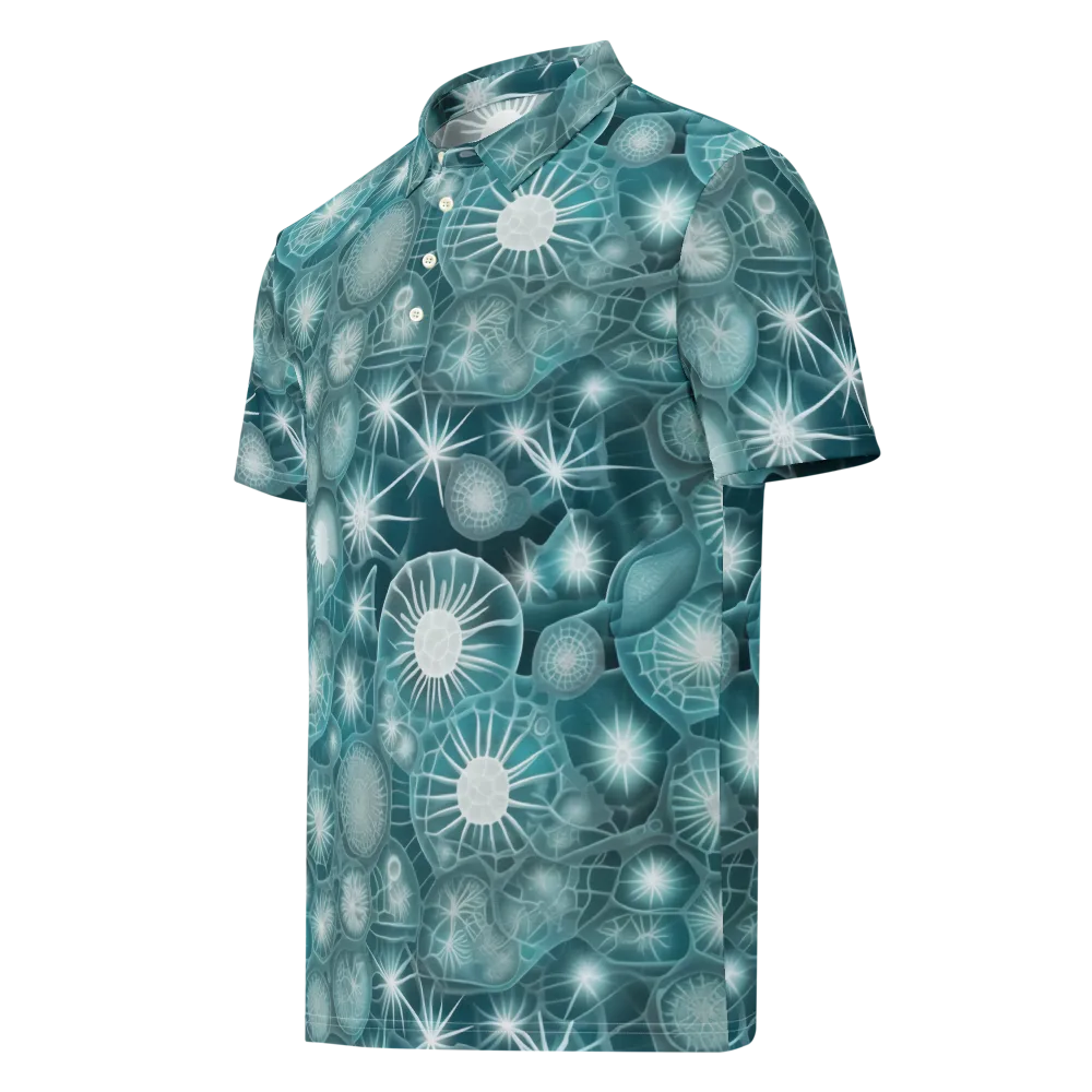Aqua Lattice on Men's Slim Fit Polo Shirt — Left Front