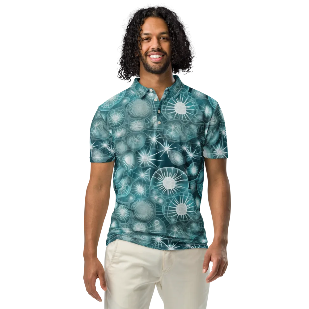 Aqua Lattice on Men's Slim Fit Polo Shirt — Front