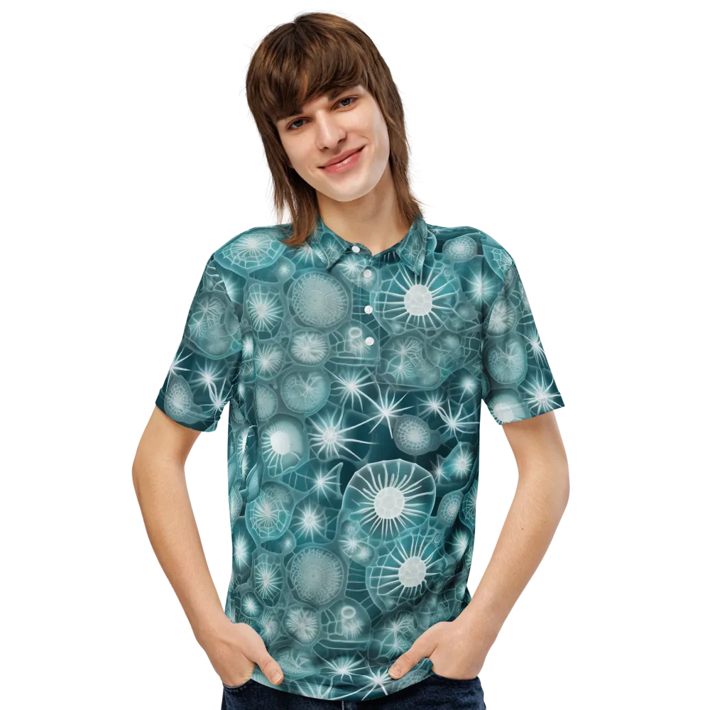 Aqua Lattice on Men's Slim Fit Polo Shirt — Front