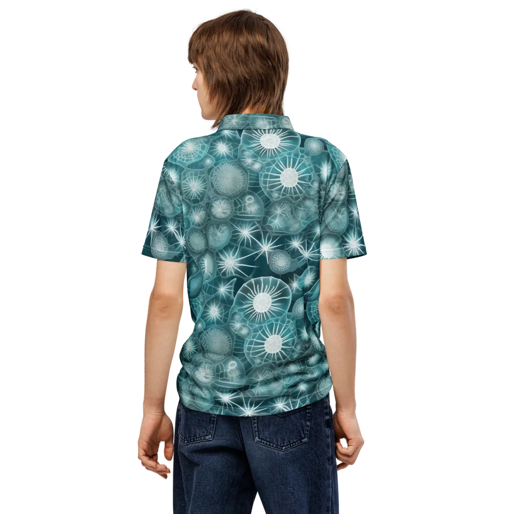 Aqua Lattice on Men's Slim Fit Polo Shirt — Back