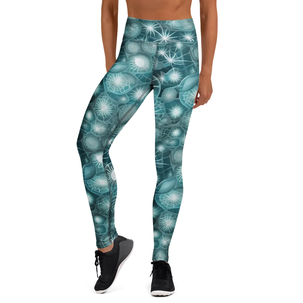 Aqua Lattice on Yoga Leggings — Front