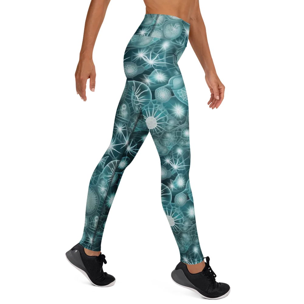 Aqua Lattice on Yoga Leggings — Right