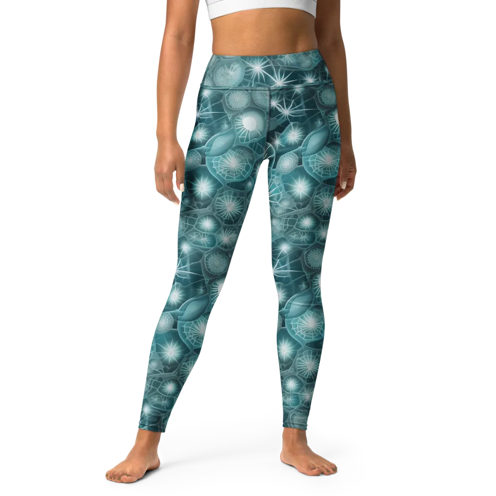 Aqua Lattice on Yoga Leggings — Front
