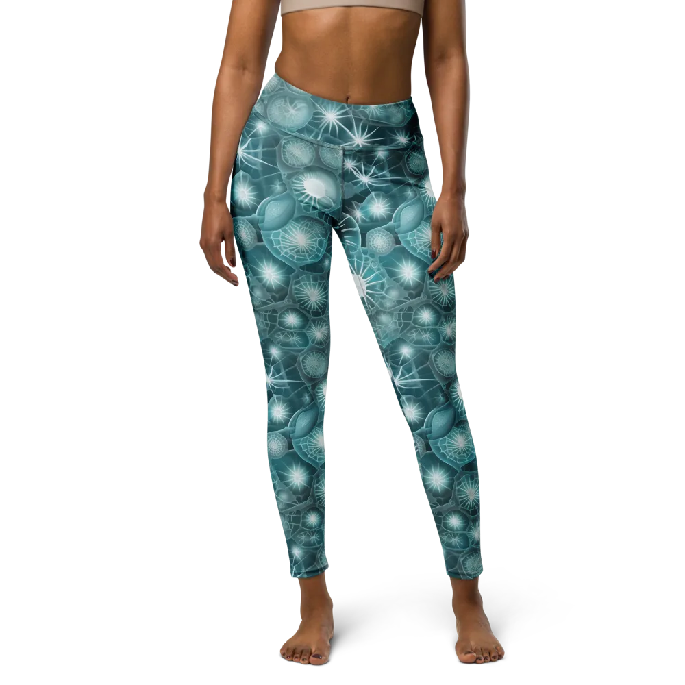 Aqua Lattice on Yoga Leggings — Front