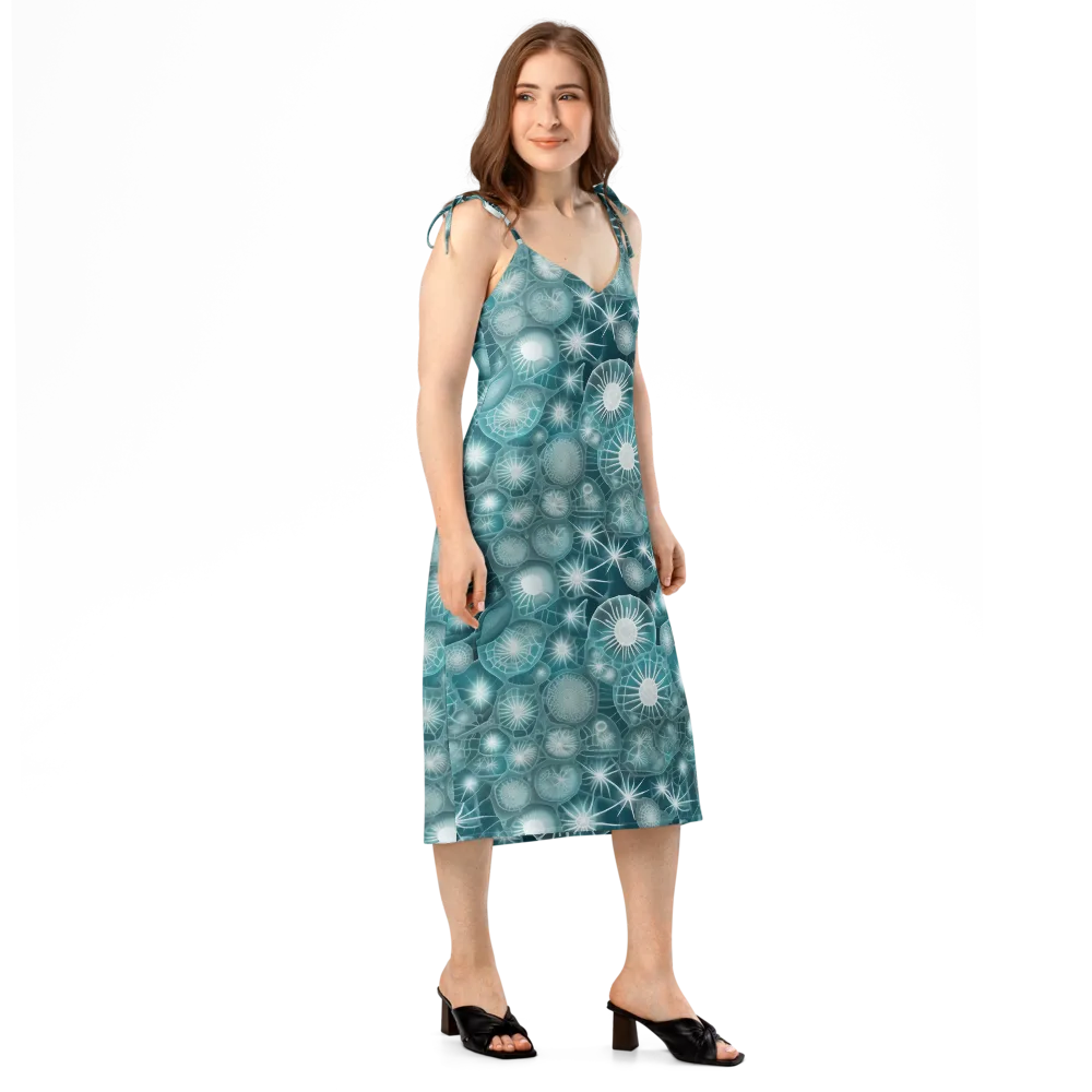 Aqua Lattice on Slip Dress — Right Front