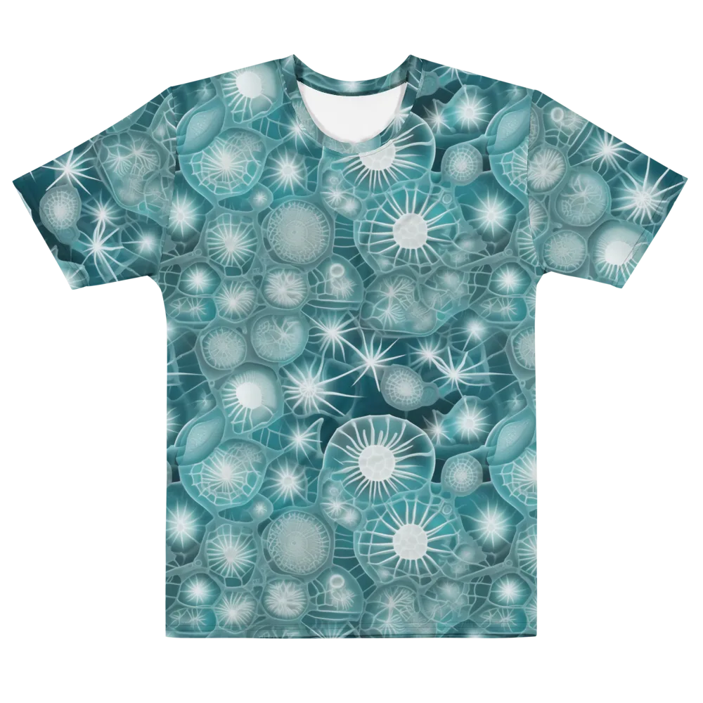 Aqua Lattice on Men's Cotton Crew Neck T-Shirt — Front