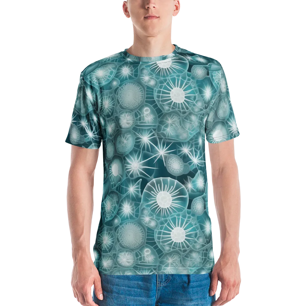 Aqua Lattice on Men's Crew Neck T-Shirt — Front