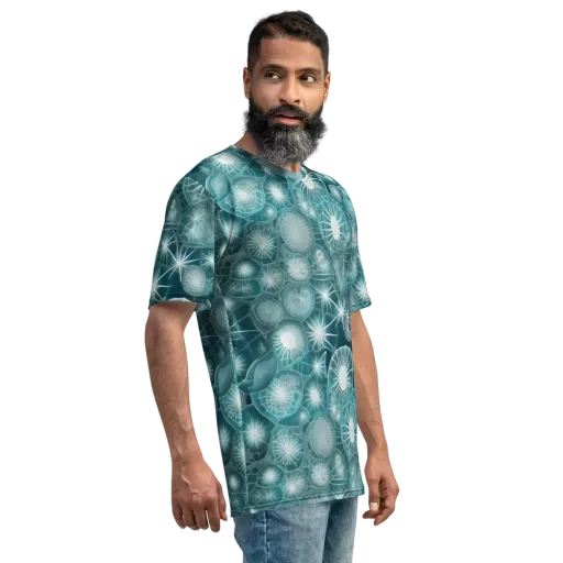 Aqua Lattice on a Men's Crew Neck T-Shirt