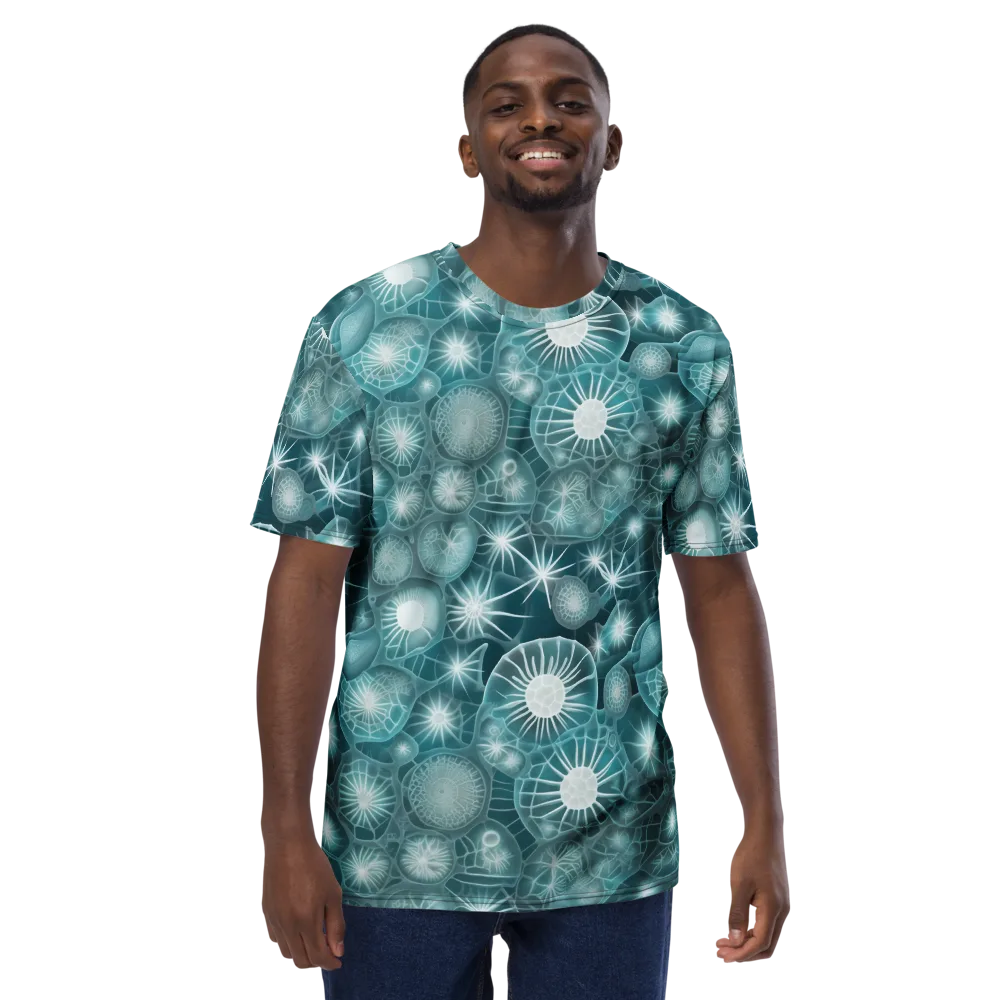 Aqua Lattice on Men's Crew Neck T-Shirt — Front