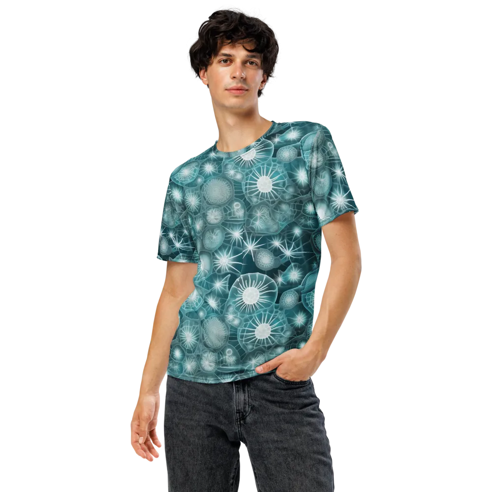 Aqua Lattice on Men's Crew Neck T-Shirt — Front