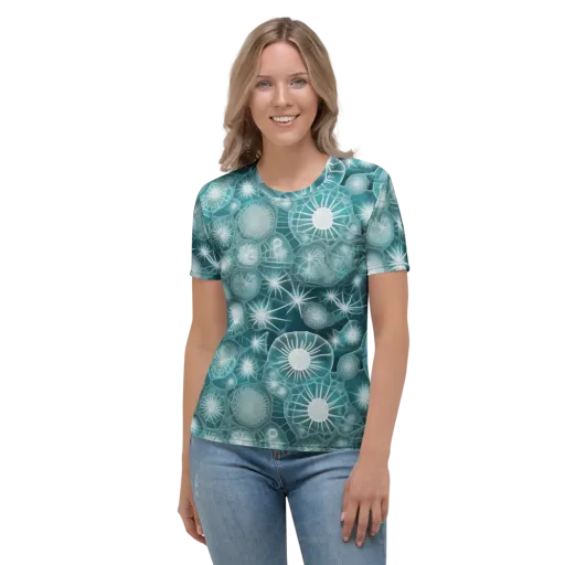 Aqua Lattice on a Women's Crew Neck T-Shirt