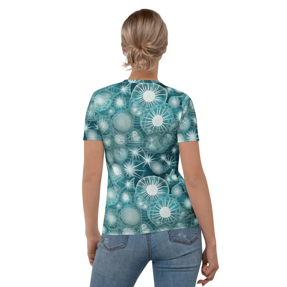 Aqua Lattice on Women's Crew Neck T-Shirt — Back
