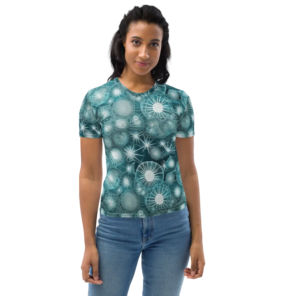 Aqua Lattice on Women's Crew Neck T-Shirt — Front