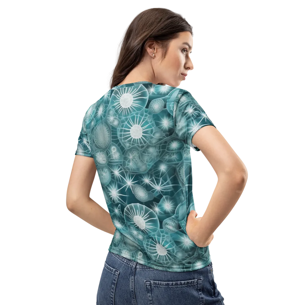 Aqua Lattice on Women's Crew Neck T-Shirt — Back