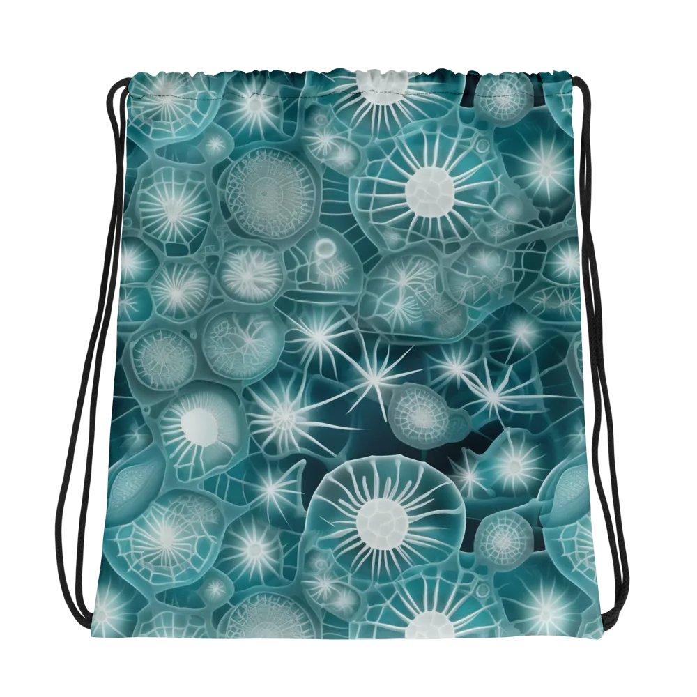Aqua Lattice on Drawstring Bag — Photo