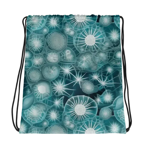 Aqua Lattice on a Drawstring Bag