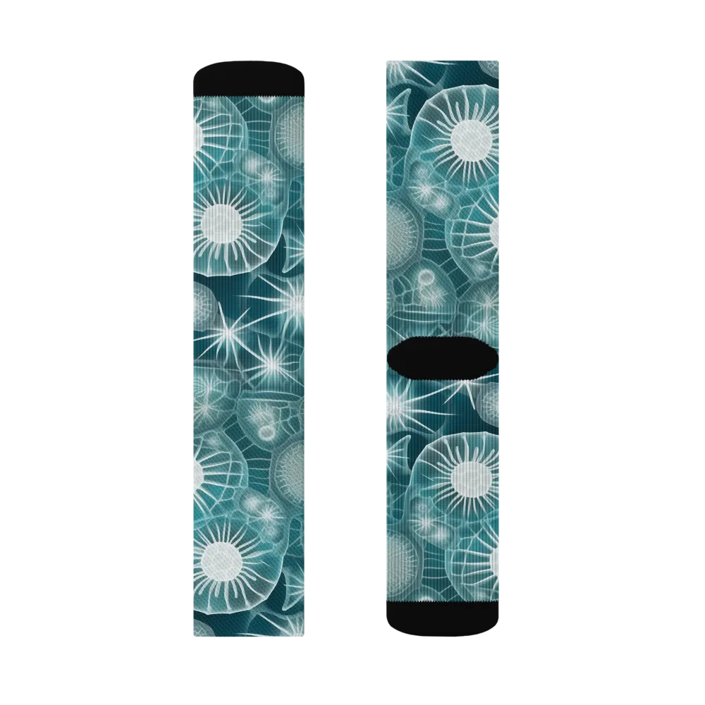 Aqua Lattice on Socks — Left Sock