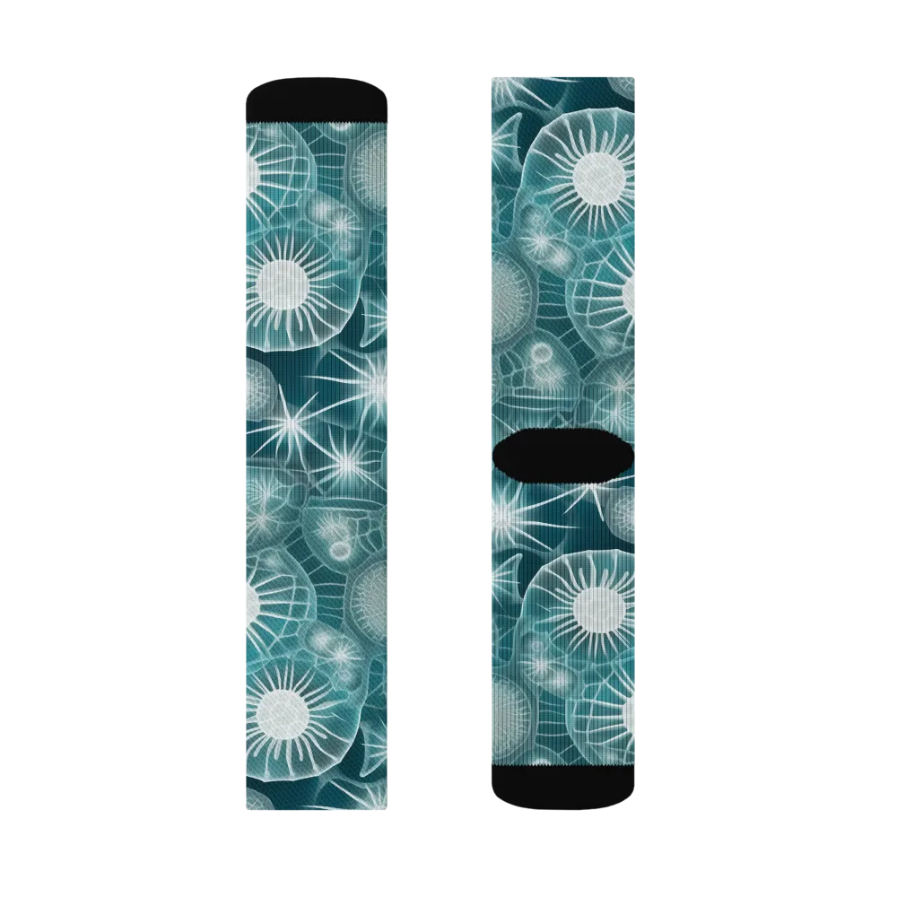 Aqua Lattice on Socks — Right Sock