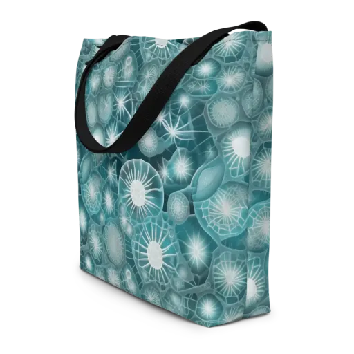 Aqua Lattice on a Large Tote Bag W/ Pocket