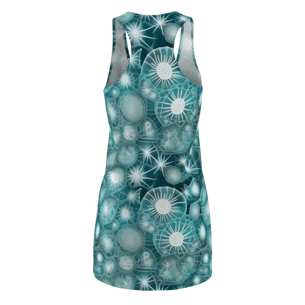 Aqua Lattice on Racerback Dress — Back