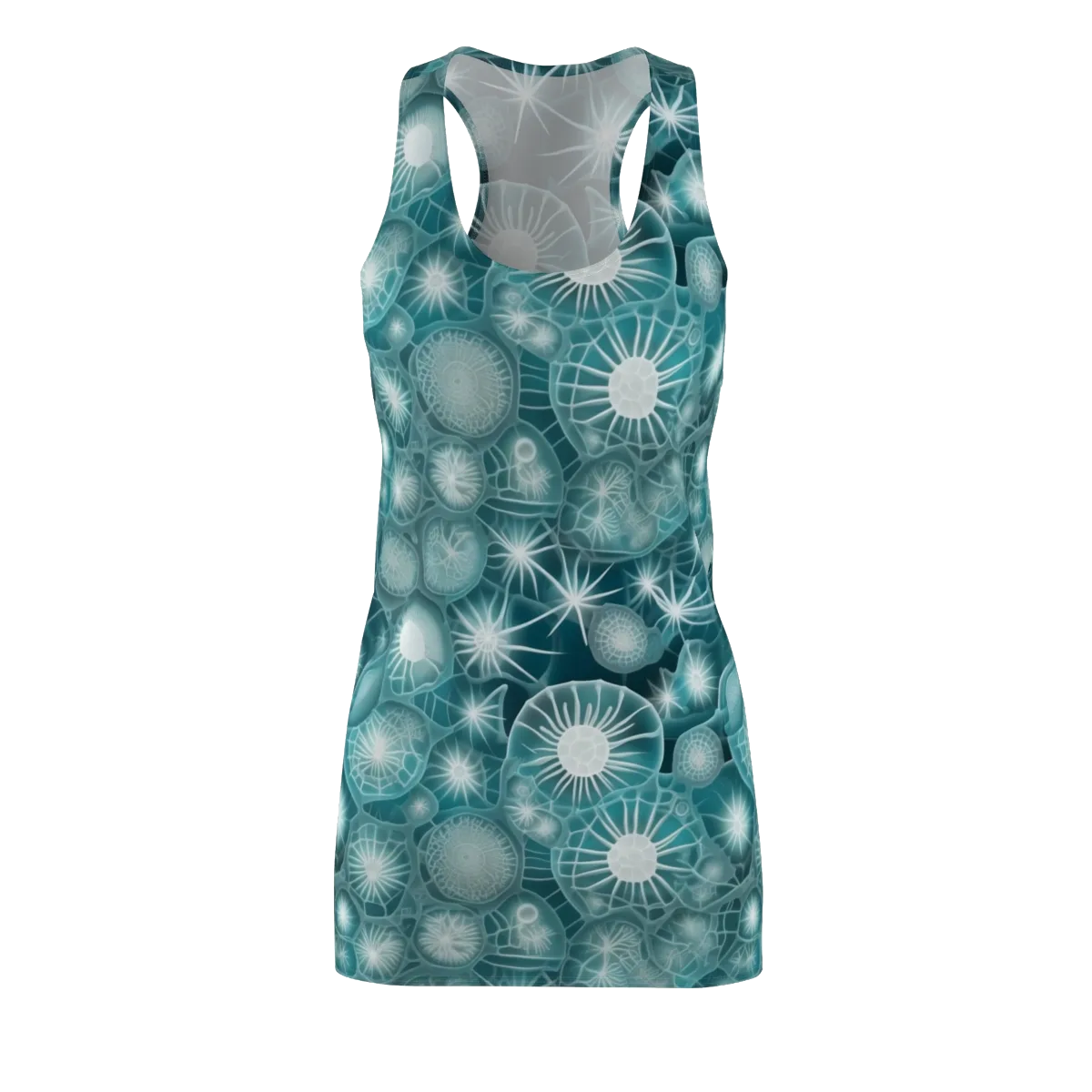 Aqua Lattice on Racerback Dress — Front