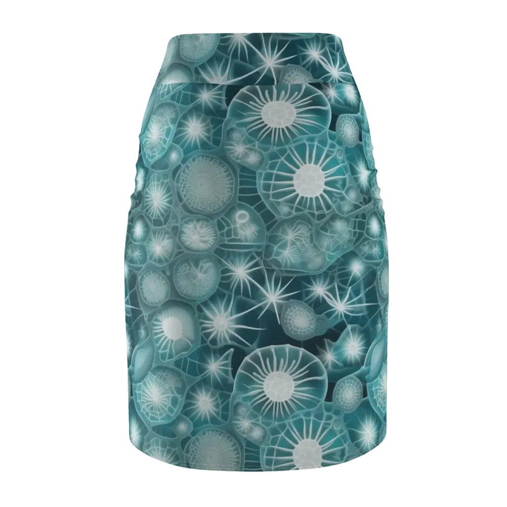 Aqua Lattice on Pencil Skirt — Back