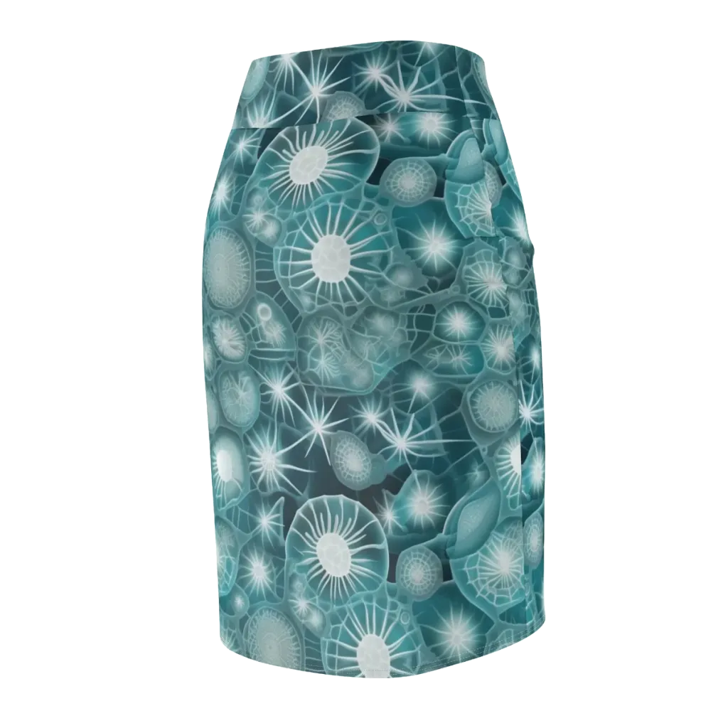 Aqua Lattice on Pencil Skirt — Back Side