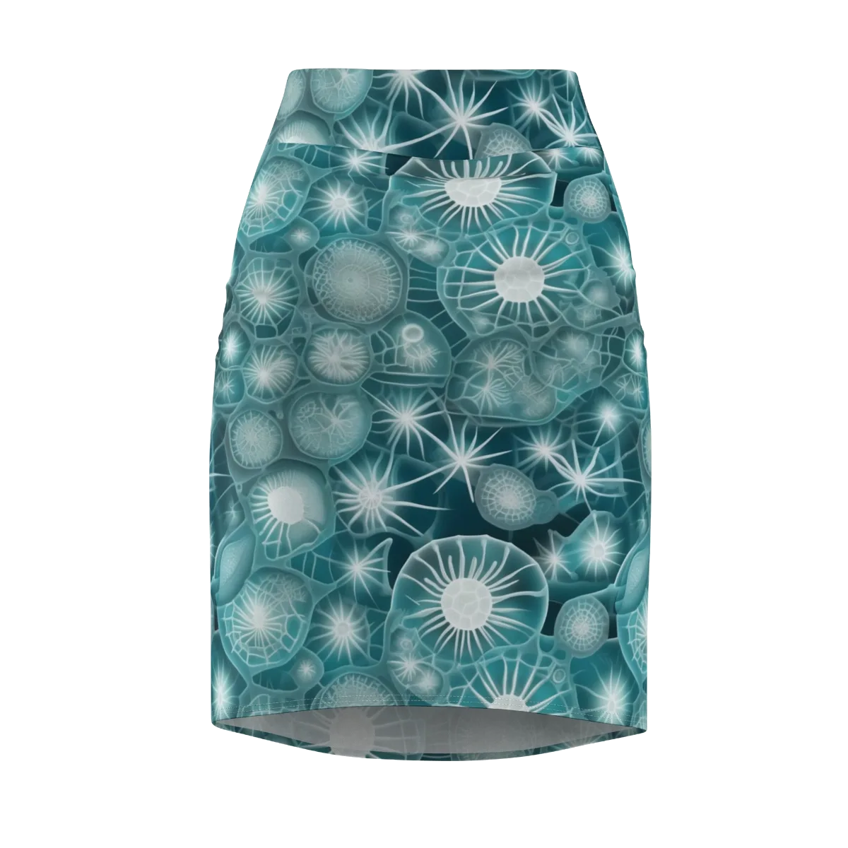 Aqua Lattice on Pencil Skirt — Front