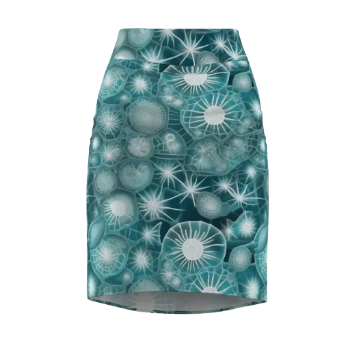Aqua Lattice on a Pencil Skirt