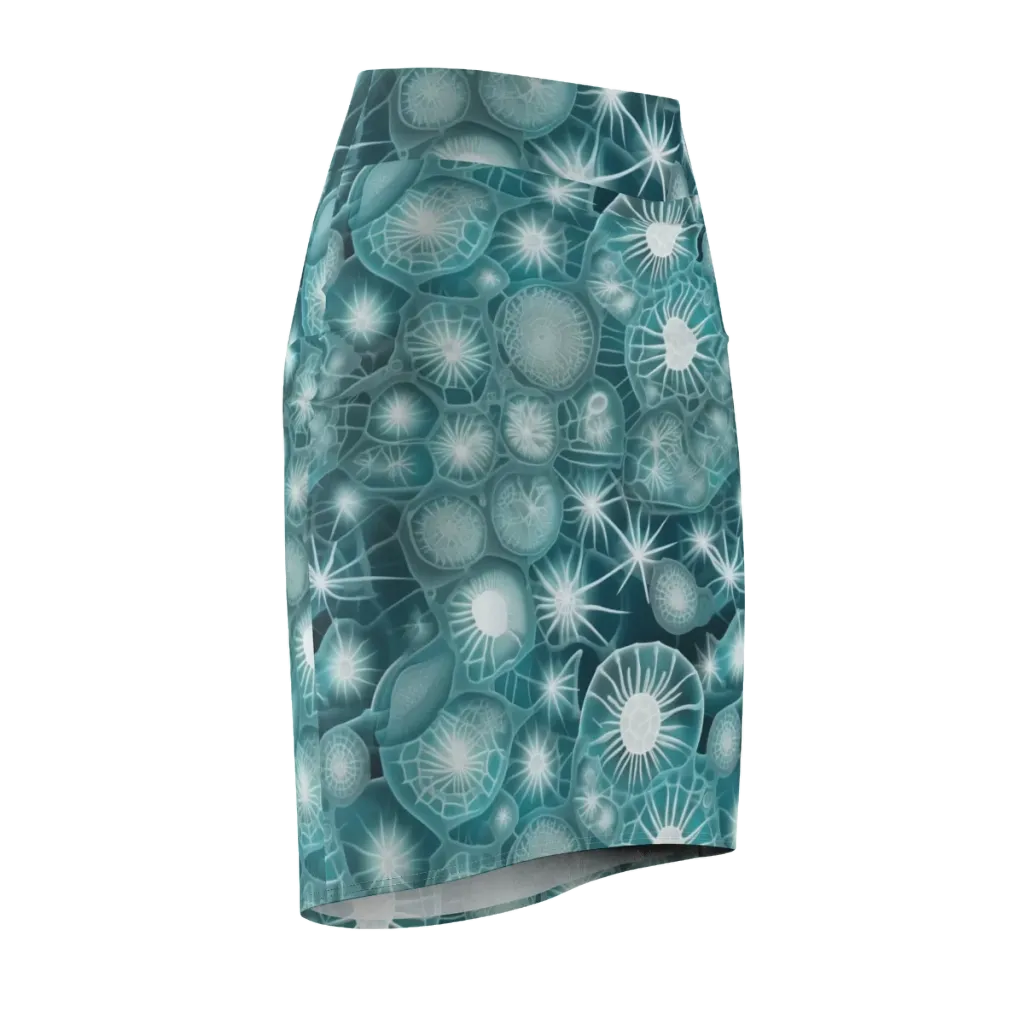 Aqua Lattice on Pencil Skirt — Front Side