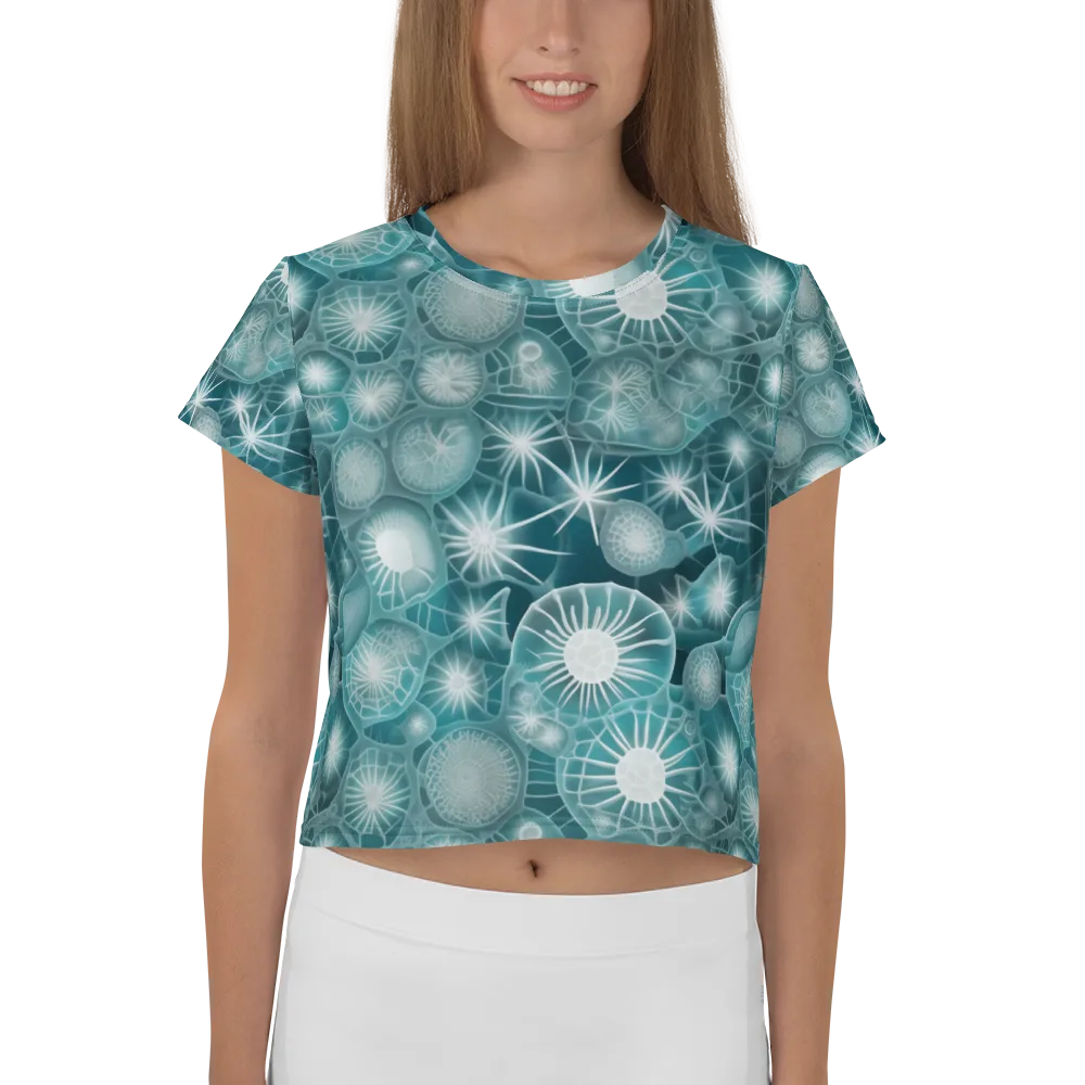 Aqua Lattice on Crop Tee — Front