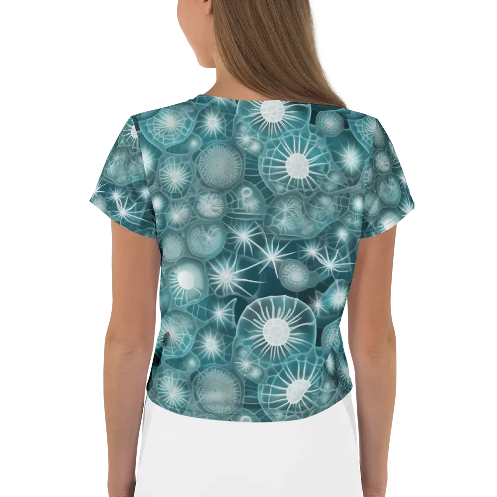 Aqua Lattice on Crop Tee — Back