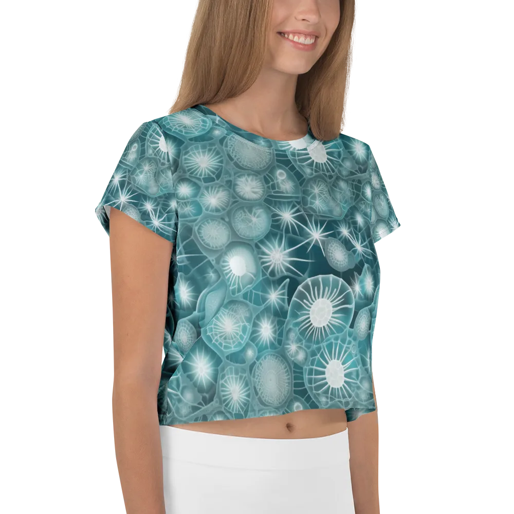Aqua Lattice on Crop Tee — Right