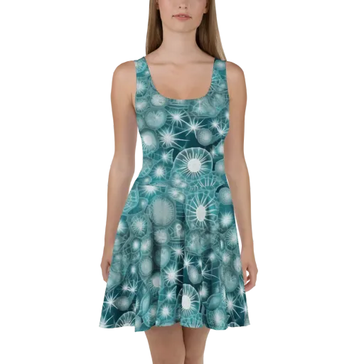 Aqua Lattice on a Skater Dress