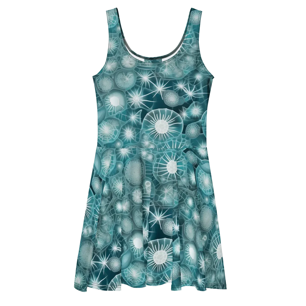 Aqua Lattice on Skater Dress — Front