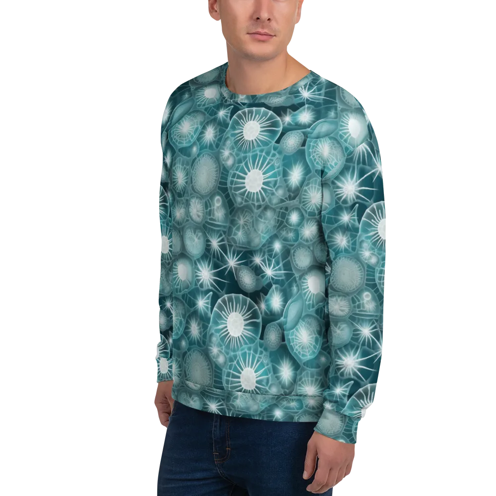Aqua Lattice on Sweatshirt — Left Front