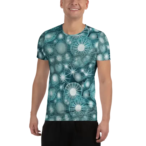 Aqua Lattice on a Men's Athletic T-Shirt
