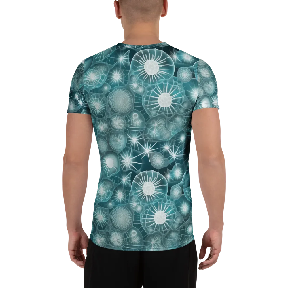 Aqua Lattice on Men's Athletic T-Shirt — Back