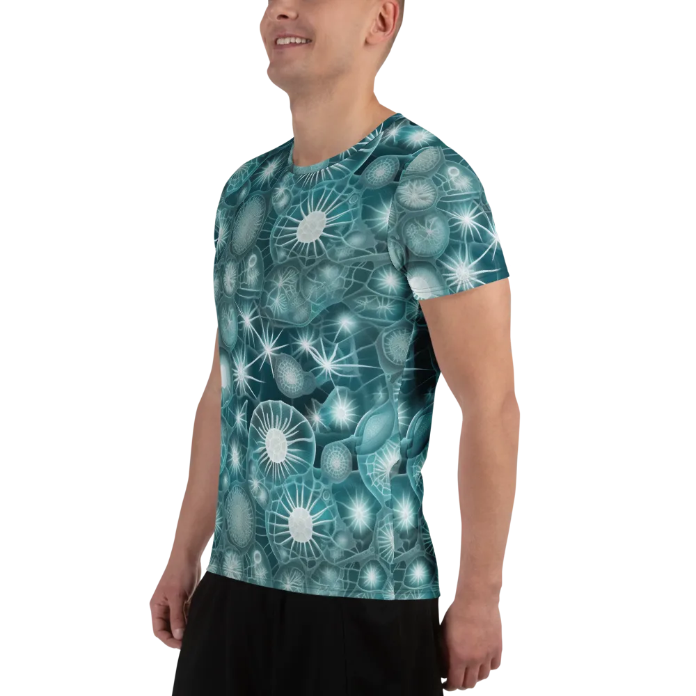 Aqua Lattice on Men's Athletic T-Shirt — Left
