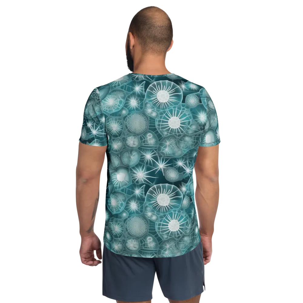 Aqua Lattice on Men's Athletic T-Shirt — Back