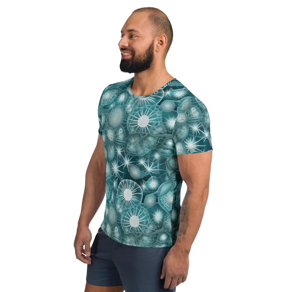 Aqua Lattice on Men's Athletic T-Shirt — Left